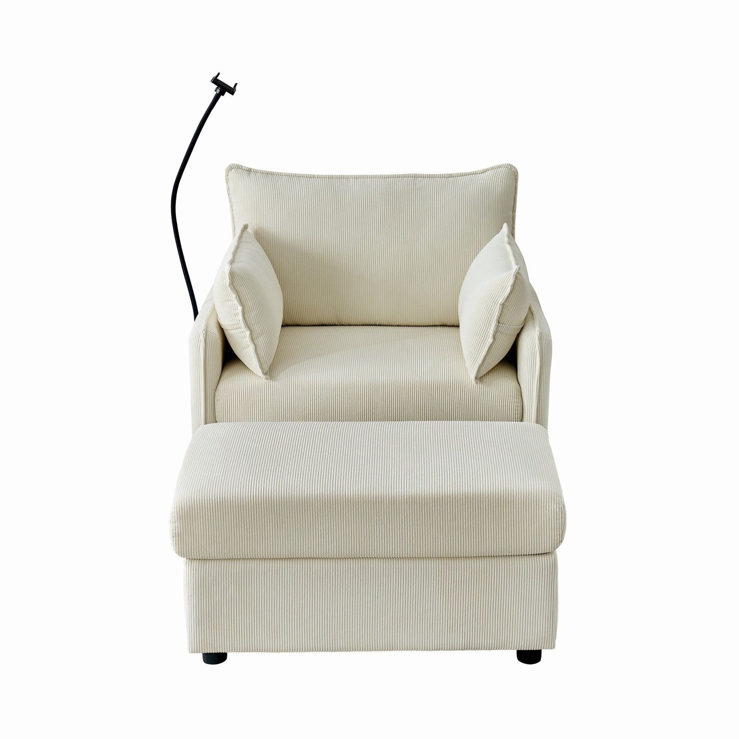 Comfy Oversized Chaise Lounge Chair With Ottoman And Storage
