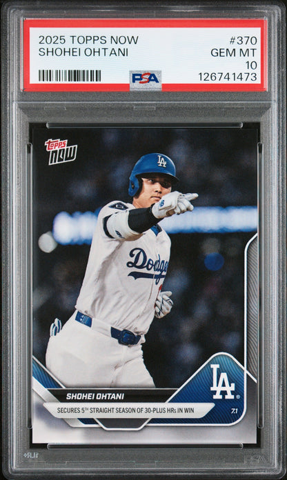 Graded 2025 Topps Now Shohei Ohtani #370 Baseball Card PSA 10 Gem Mint
