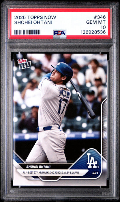 Graded 2025 Topps Now Shohei Ohtani #346 Baseball Card PSA 10 Gem Mint