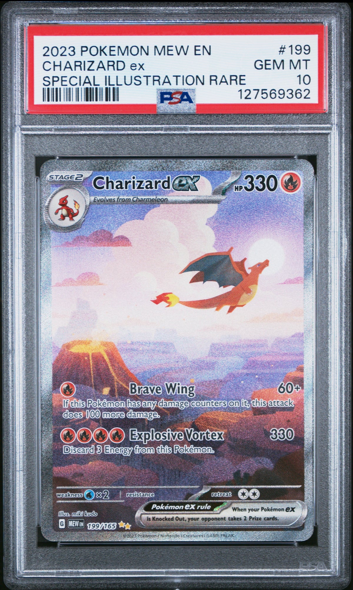Graded 2023 PKM Mew EN Charizard ex #199 Special Illustration Rare Trading Card Game PSA 10 Gem Mint