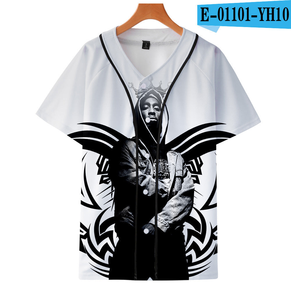 Tupac Shakur Peripheral 3D color printing thin baseball uniform