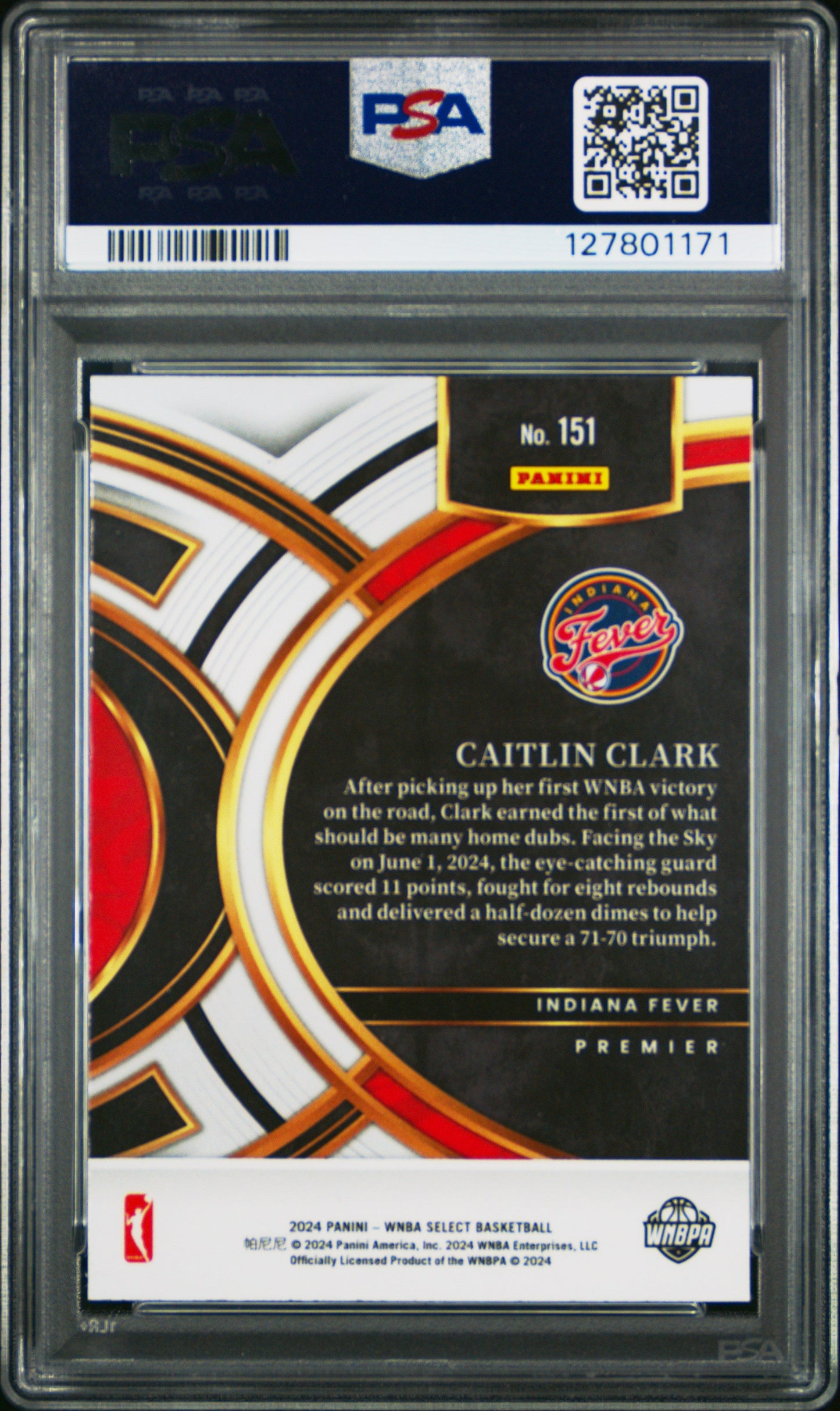 Graded 2024 Panini Select WNBA Caitlin Clark #151 Rookie RC Basketball Card PSA 10 Gem Mint