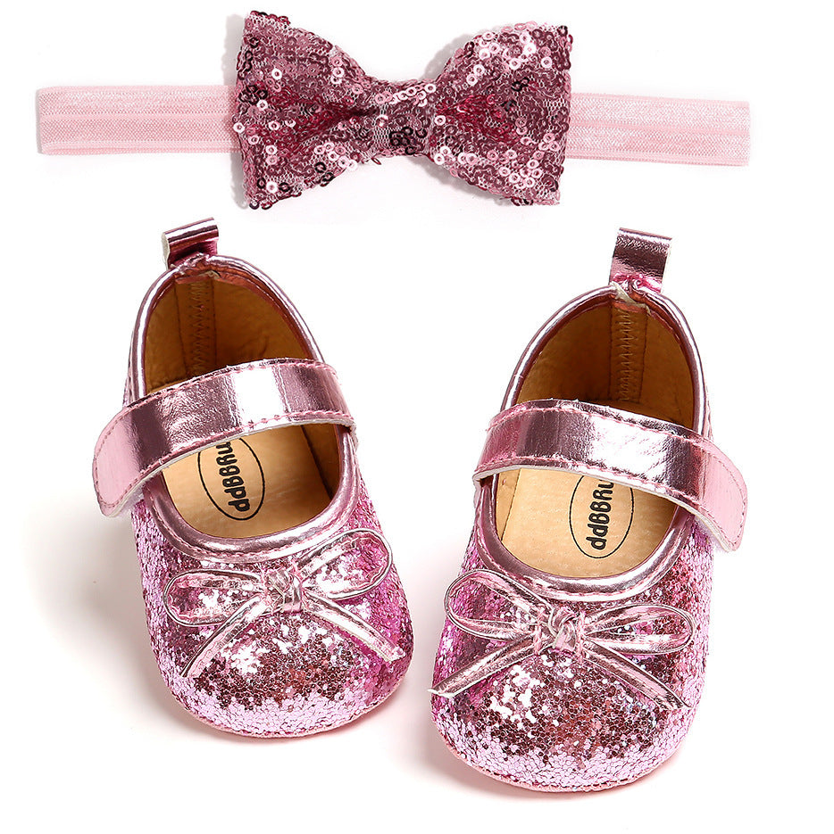 Baby shoes soft sole non-slip toddler shoes 2-piece headband