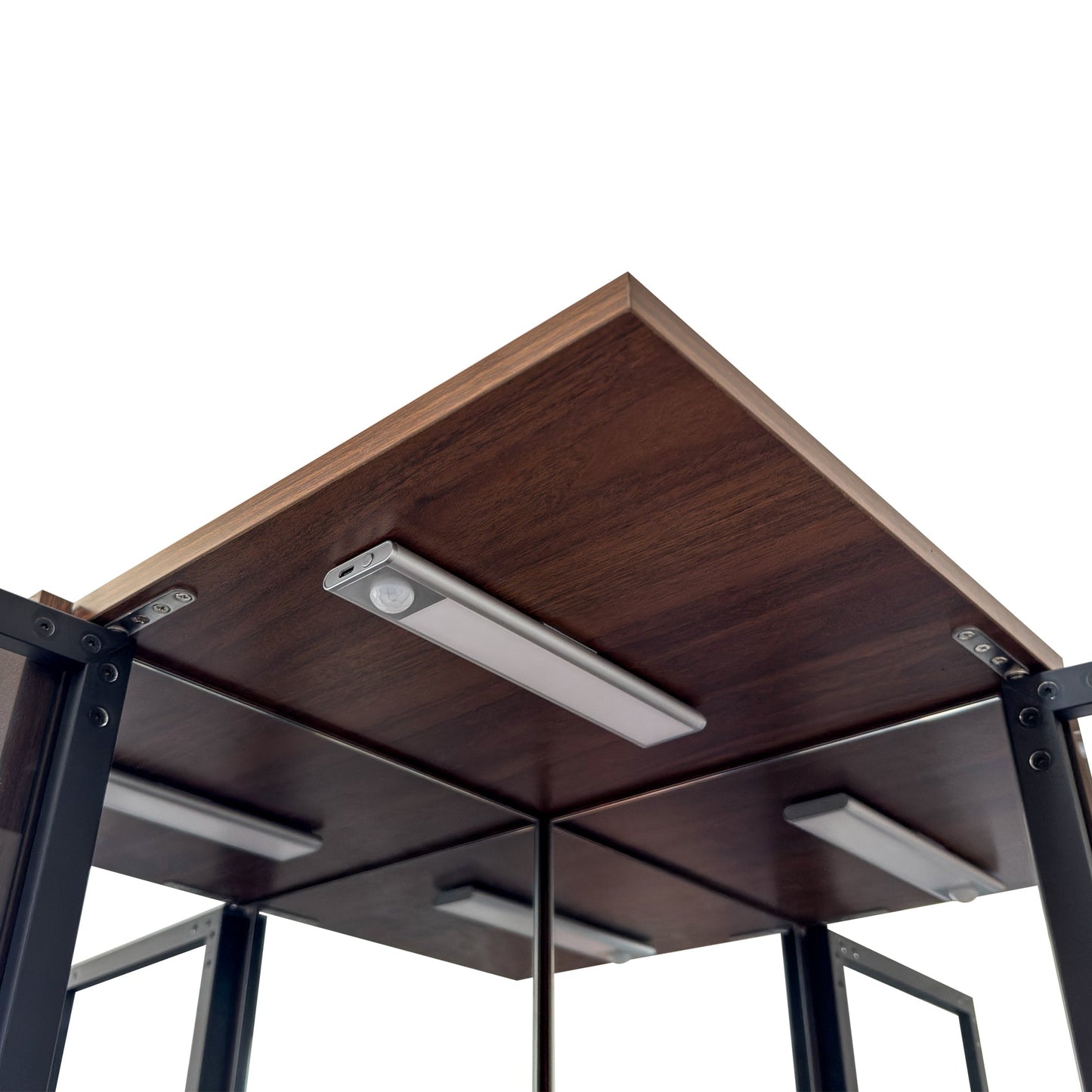 70" Display Cabinet with Glass Doors and Lights, Multi-Tier Storage