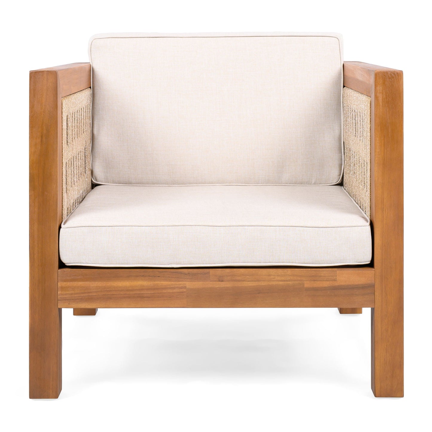 Outdoor Club Chair & Rope Arm And Cushions
