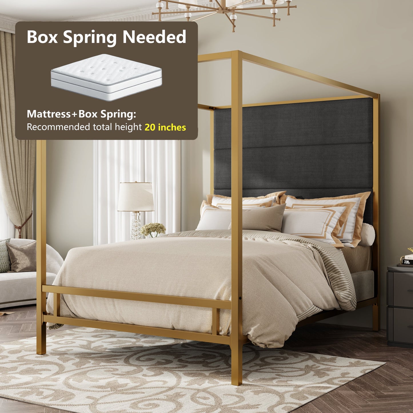 Modern Gold Metal Canopy Bed
