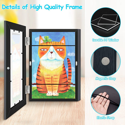 12.99x9.52in Kids Art Frame Front Opening Wooden Frame Artwork Display Storage Frame A4 Picture Frame Wall Display for Photo Art Projects Picture Chil