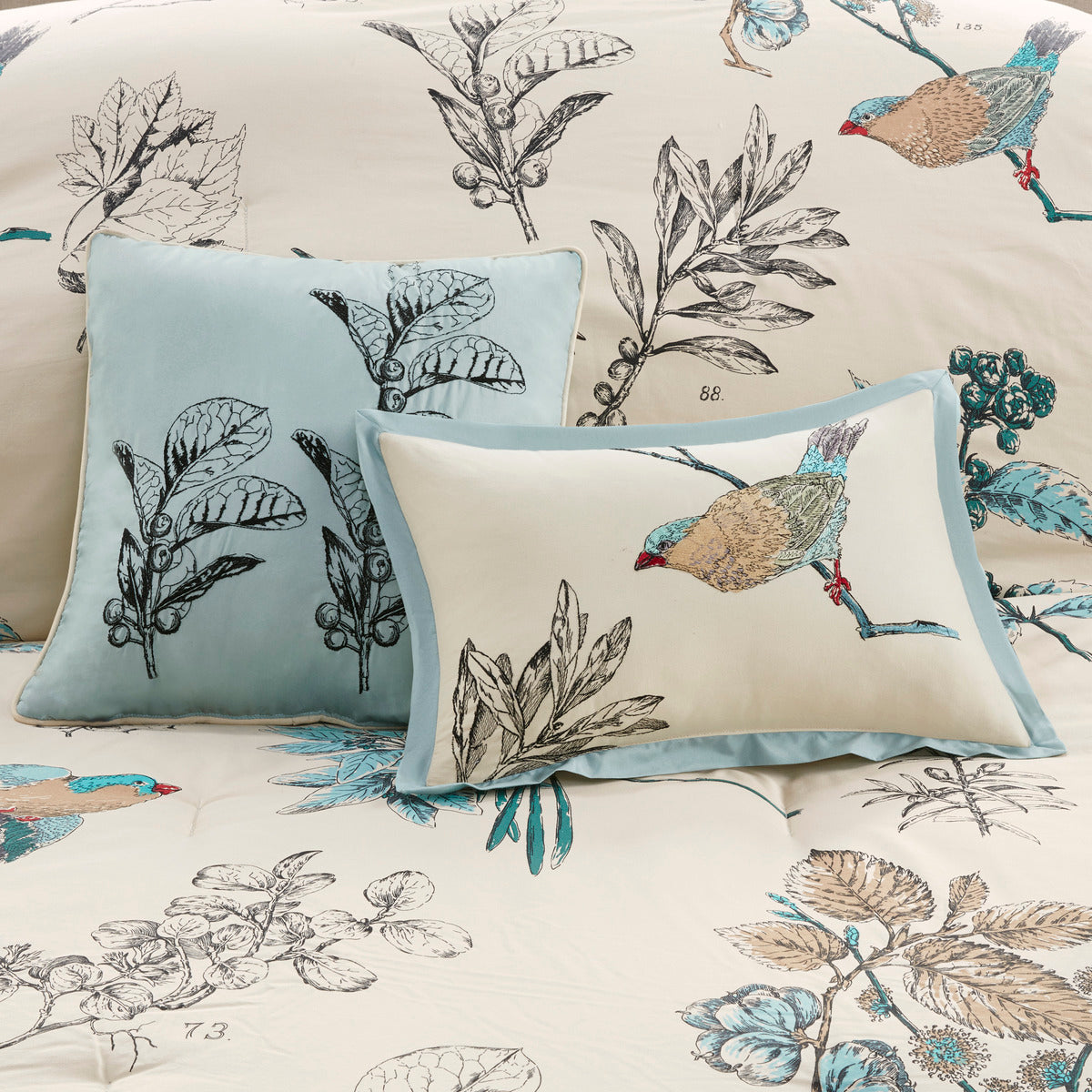 7 Piece Printed Cotton Twill Comforter Set Khaki Queen