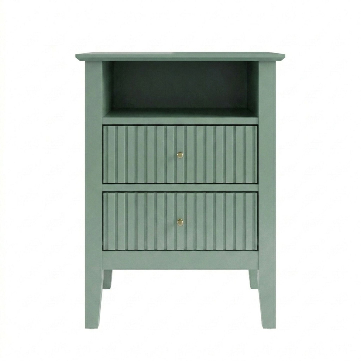 Fluted Nightstand With 2 Drawers