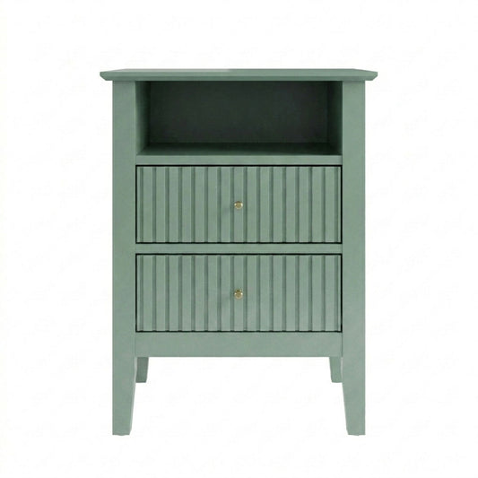Fluted Nightstand With 2 Drawers