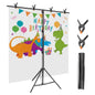 6.5 8.5FT T-Shape Photo Video Backdrop Stand Heavy Duty Background Stand Adjustable Photography Backdrop Stand with 6 Spring Clamps Sandbag Carry Bag