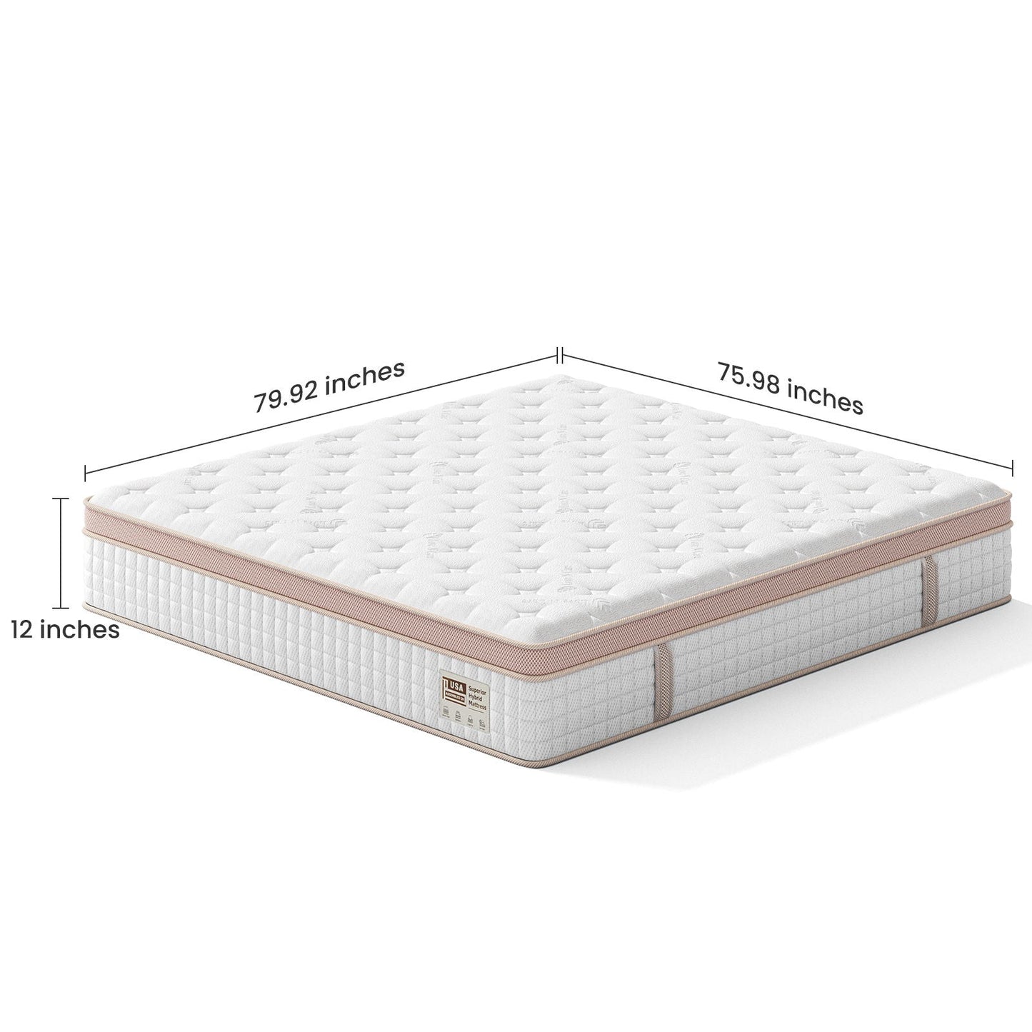 12" King Size Firm Hybrid Mattress, Gel Memory Foam & Pocket Springs