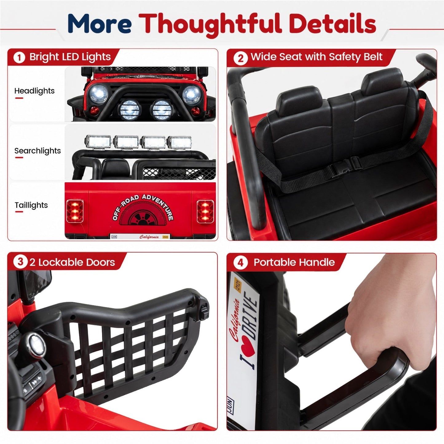 12V Electric Kids Ride On Car 2-Seater with Remote Control