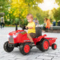 12V Kids Ride On Tractor with Trailer and Remote Control-Red