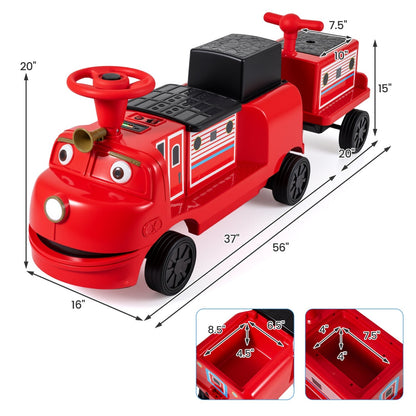 12V Kids Ride-On Train 3-Seater with Detachable Carriage