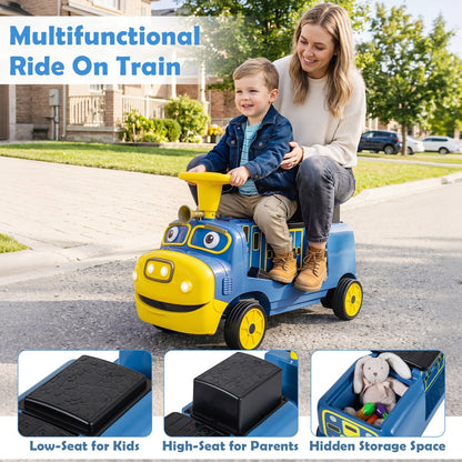 12V Kids Ride-On Train 3-Seater with Detachable Carriage