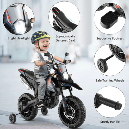 Aprilia Licensed Kids Ride On Motorcycle with 2 Training Wheels-Navy