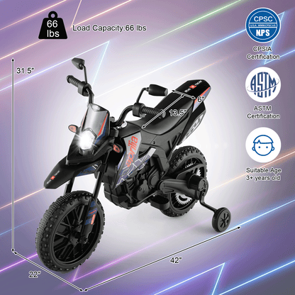 Aprilia Licensed Kids Ride On Motorcycle with 2 Training Wheels-Navy