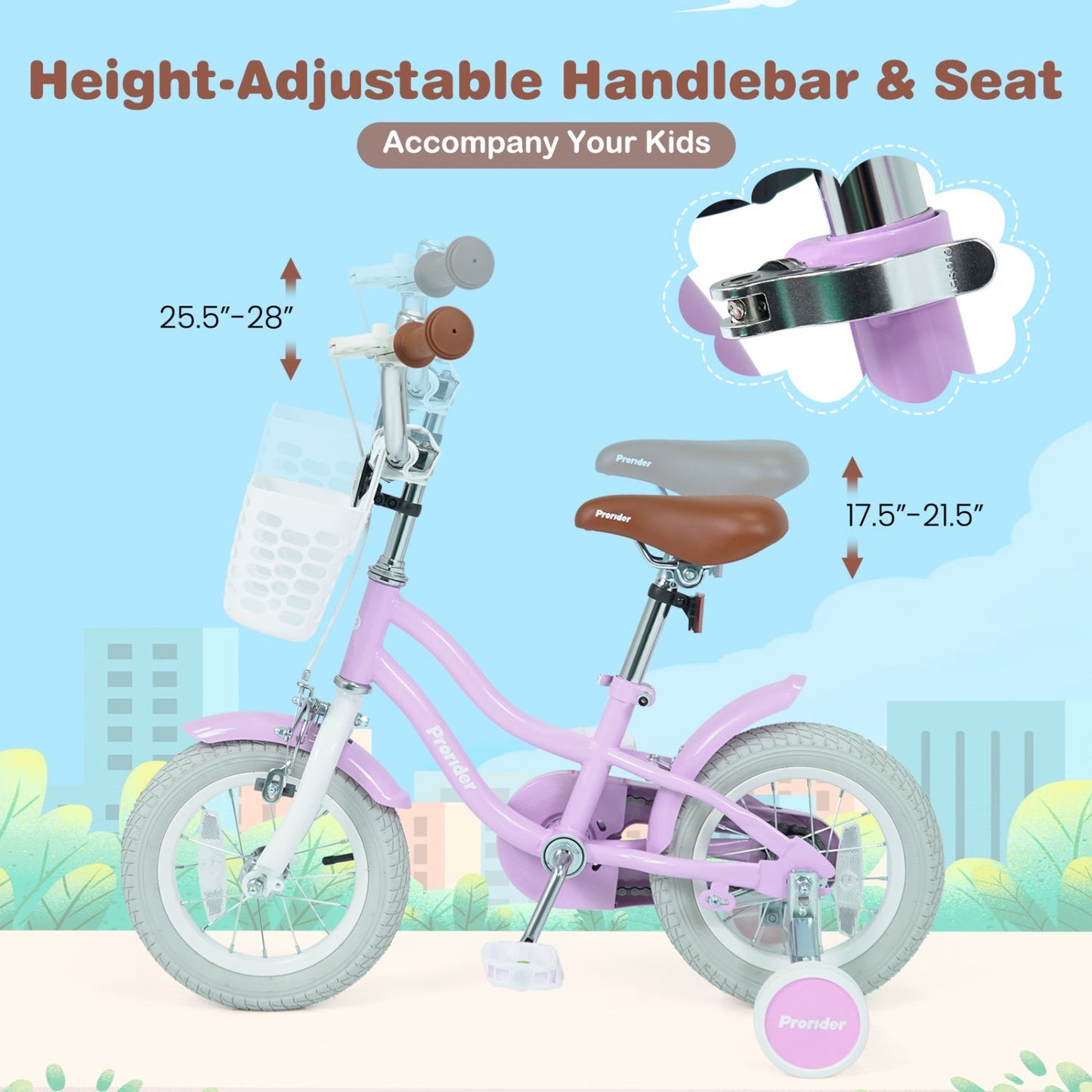 Kids Bike 12 Inch with Training Wheels and Storage Basket