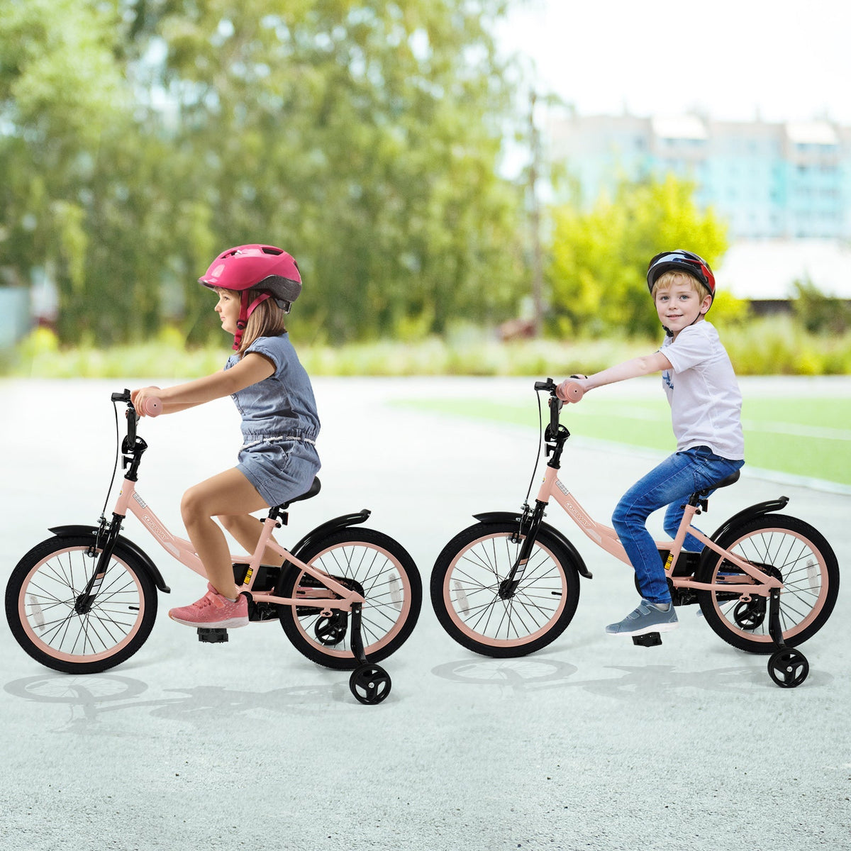 Kids Bike 12-18 Inch with Training Wheels - Pink