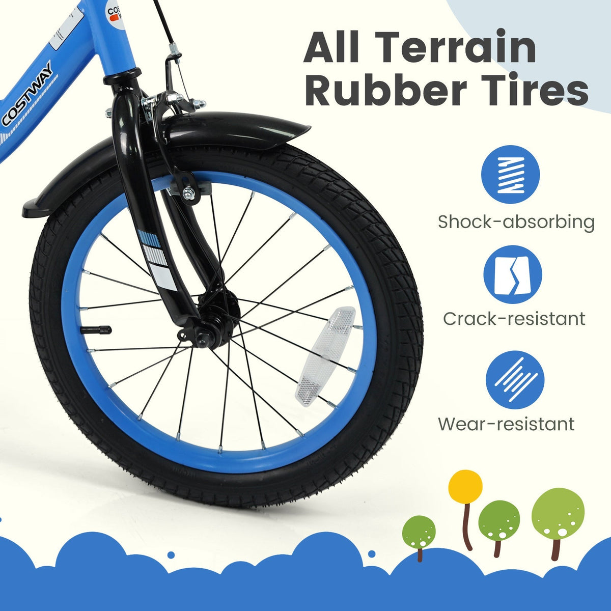 12/14/16/18 Inches Kids Bike with Removable Training Wheels and Adjustable Seatfor 3-8 Years Old Navy