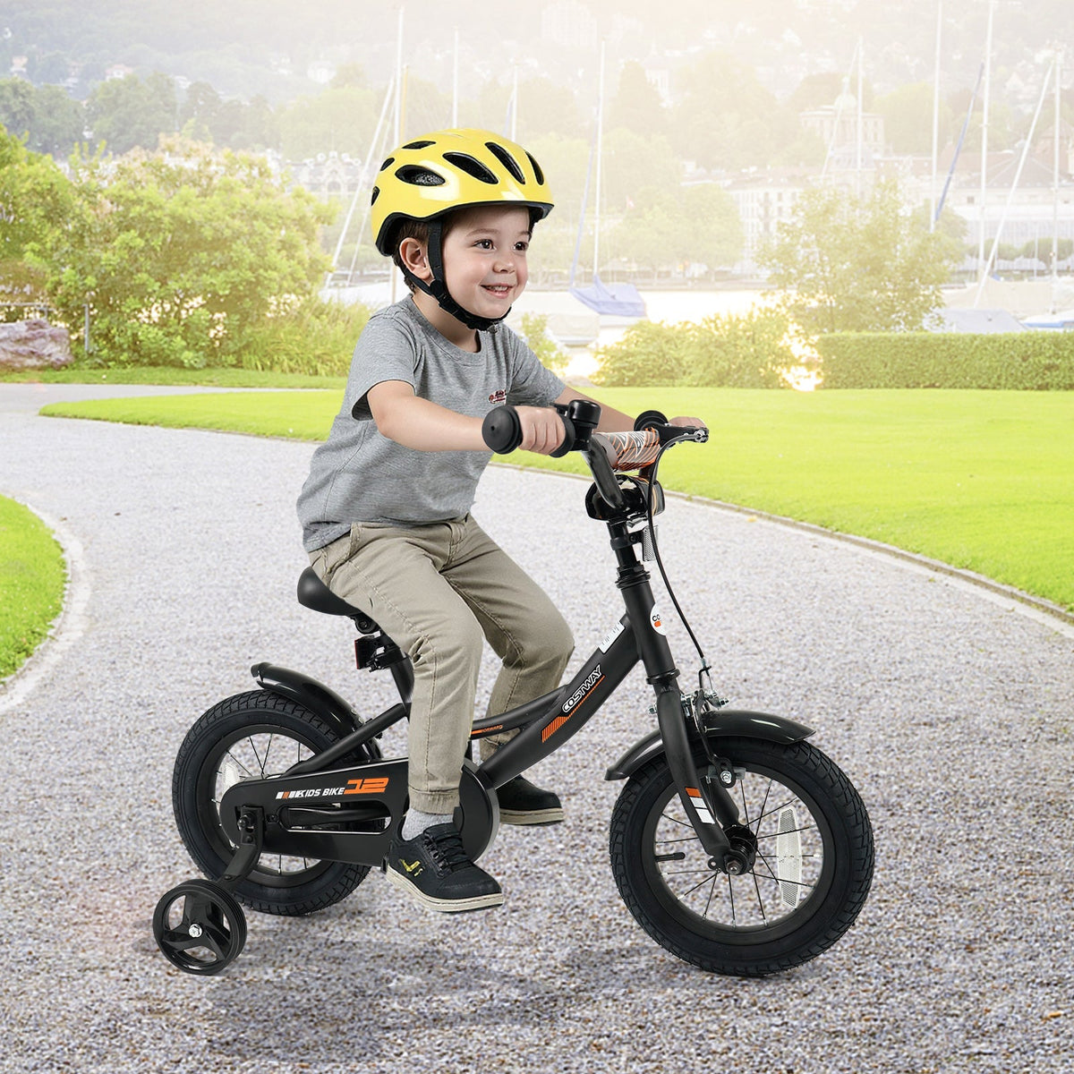 12/14/16/18 Inches Kids Bike with Removable Training Wheels and Adjustable Seatfor 3-8 Years Old Black