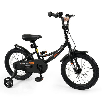 12/14/16/18 Inches Kids Bike with Removable Training Wheels and Adjustable Seatfor 3-8 Years Old Black