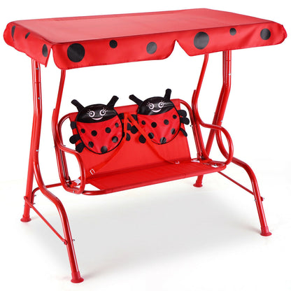 Kids Patio Swing with Canopy - 2 Person Outdoor Bench