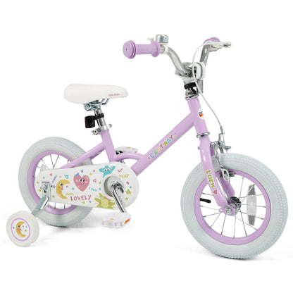 Kids Bike 12-18 Inch with Training Wheels - Purple