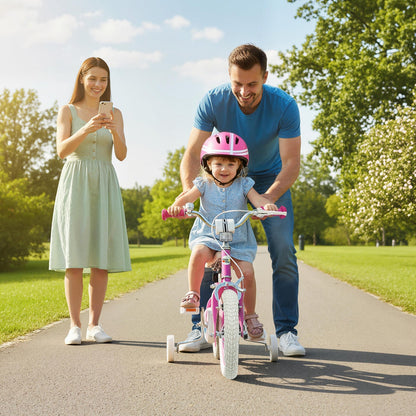 Kids Bike 12-18 Inch with Training Wheels - Pink