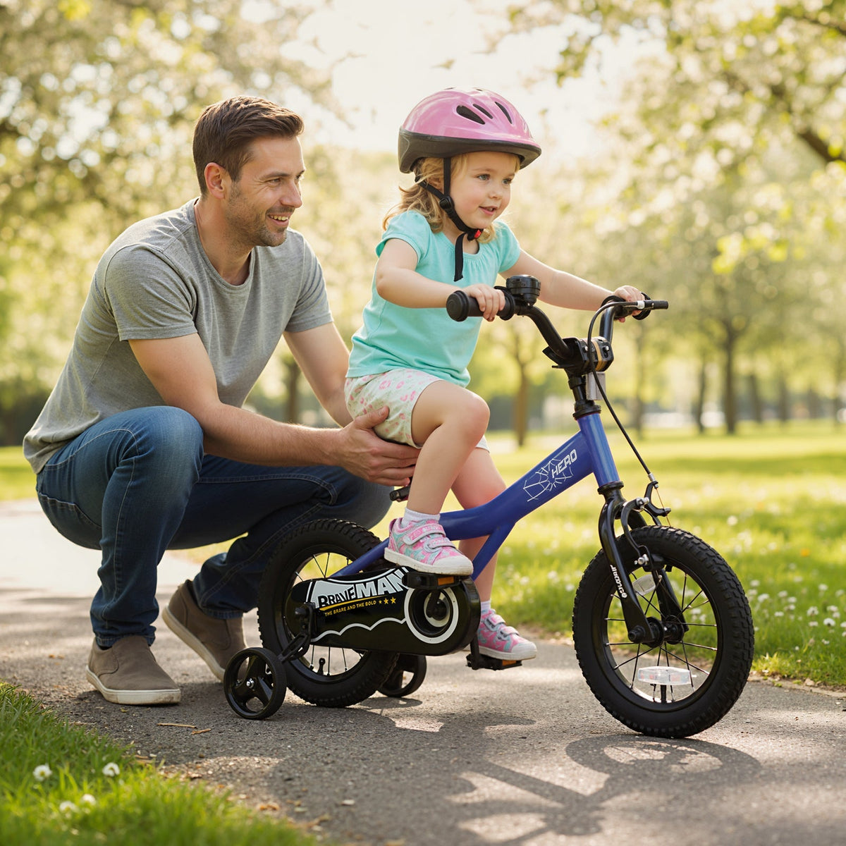 Kids Bike 14-Inch with Removable Training Wheels Navy