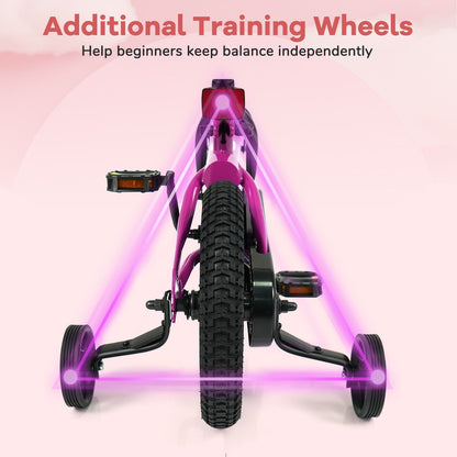 Kids Bike 14-Inch with Removable Training Wheels Pink