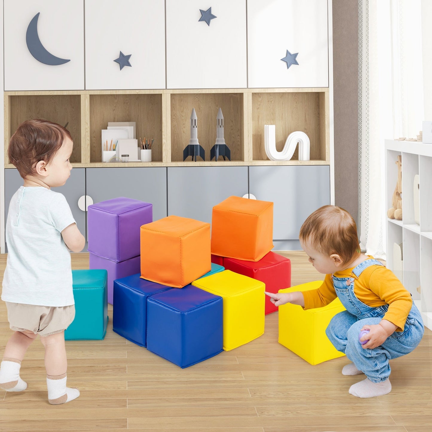 12 Pieces Soft Foam Building Blocks Climbing Foam Cubes Set for Kids