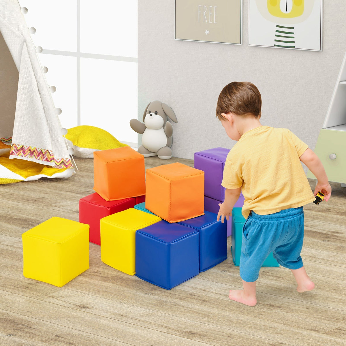 12 Pieces Soft Foam Building Blocks Climbing Foam Cubes Set for Kids