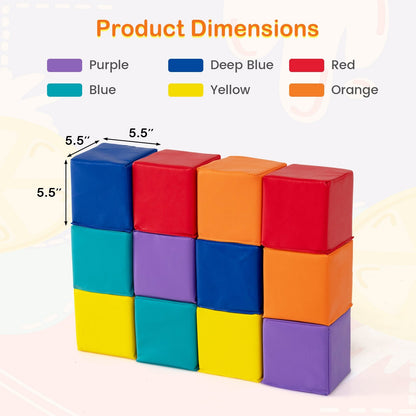 12 Pieces Soft Foam Building Blocks Climbing Foam Cubes Set for Kids