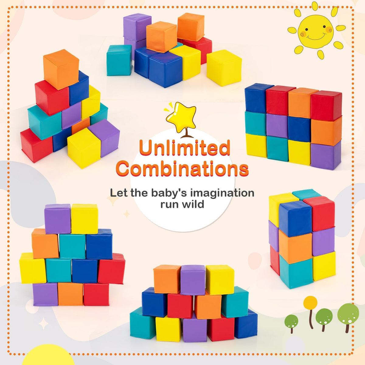 12 Pieces Soft Foam Building Blocks Climbing Foam Cubes Set for Kids