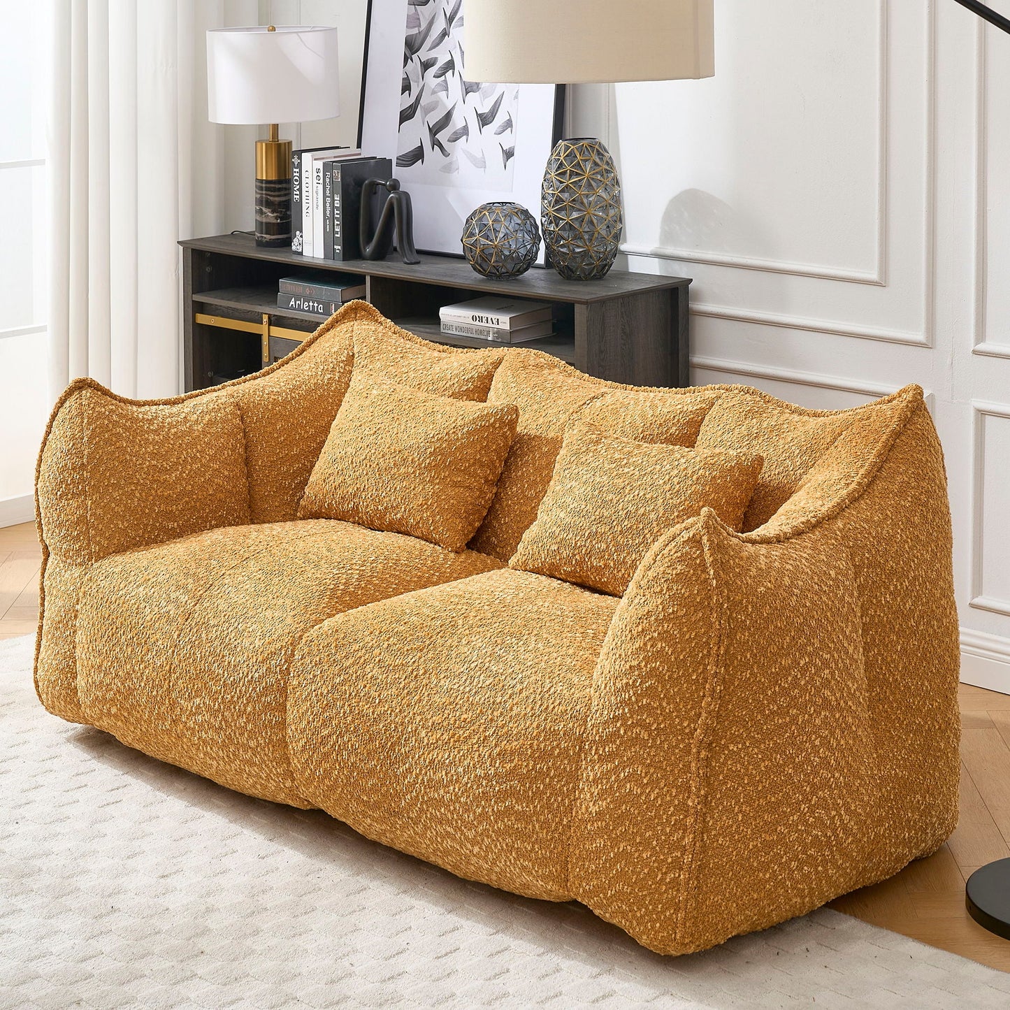 Comfortable Dual Beanbag Chair With High Resilience Foam Core For 2 People