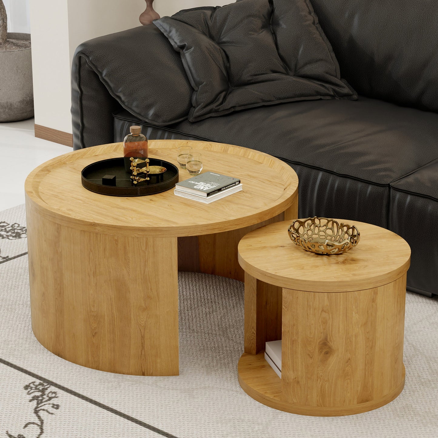 Round Nesting Coffee Table Set of 2