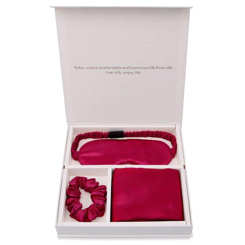 Silk Eye Mask Pillowcase Head Flower Gift Box