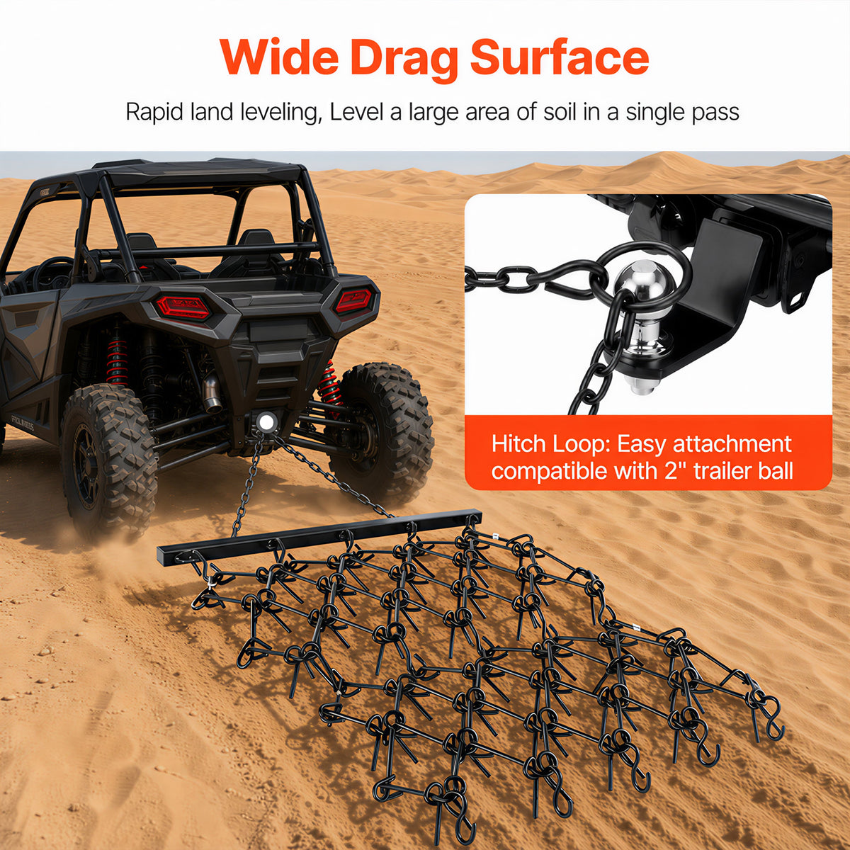 4FT Heavy-Duty Steel Drag Harrow