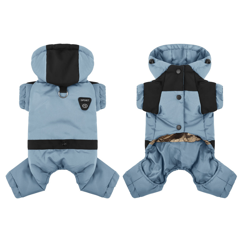 Water Resistant Dog Winter Coat, Graphene Thermal Warm Four Legged Dog Snow Jacket Hooded Pet Cold Weather Snowsuit, Windproof Padded Dog Clothes For Small Medium Dogs