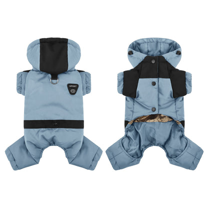 Water Resistant Dog Winter Coat, Graphene Thermal Warm Four Legged Dog Snow Jacket Hooded Pet Cold Weather Snowsuit, Windproof Padded Dog Clothes For Small Medium Dogs