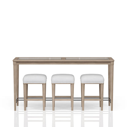 Glass Console Table With 3 Stools - Frosted