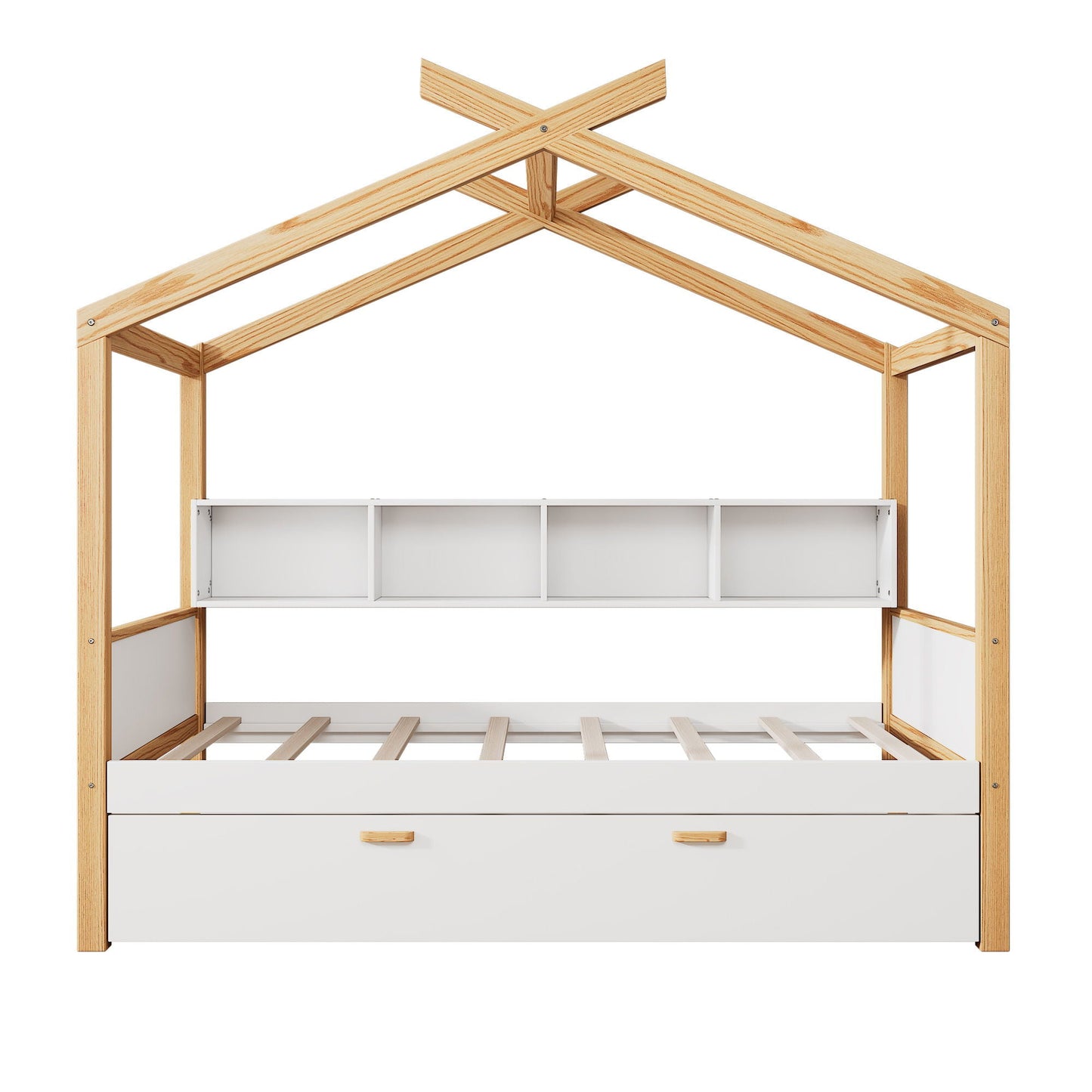 House Bed With Bookshelf Storage