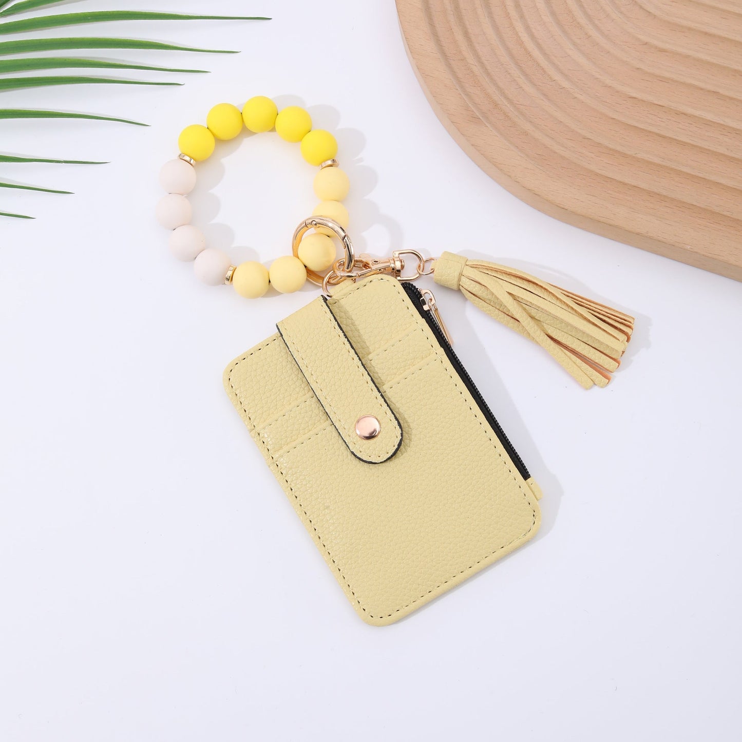Silicone Bead Bracelet Leather Wallet