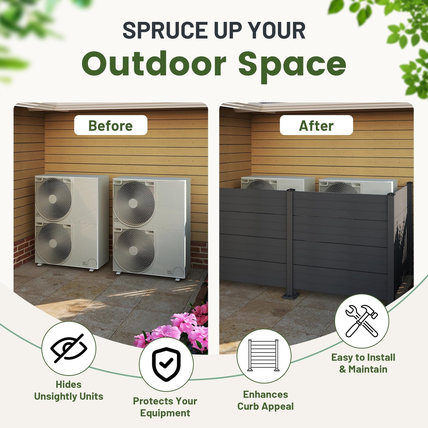 50" W x 49" H Outdoor Privacy Screen with Aluminum Posts