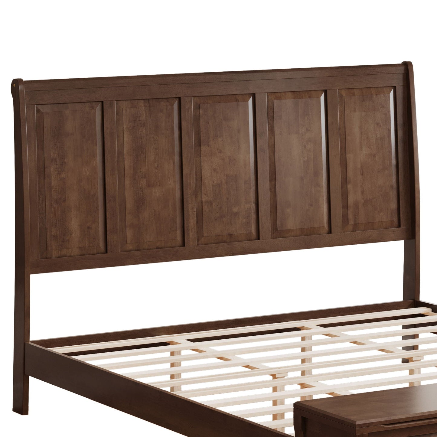 Sleigh Bed Frame With Tall Headboard And Storage Bench