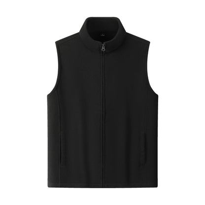 Zipper Stand Collar Double-sided Fleece Cardigan Fleece Vest