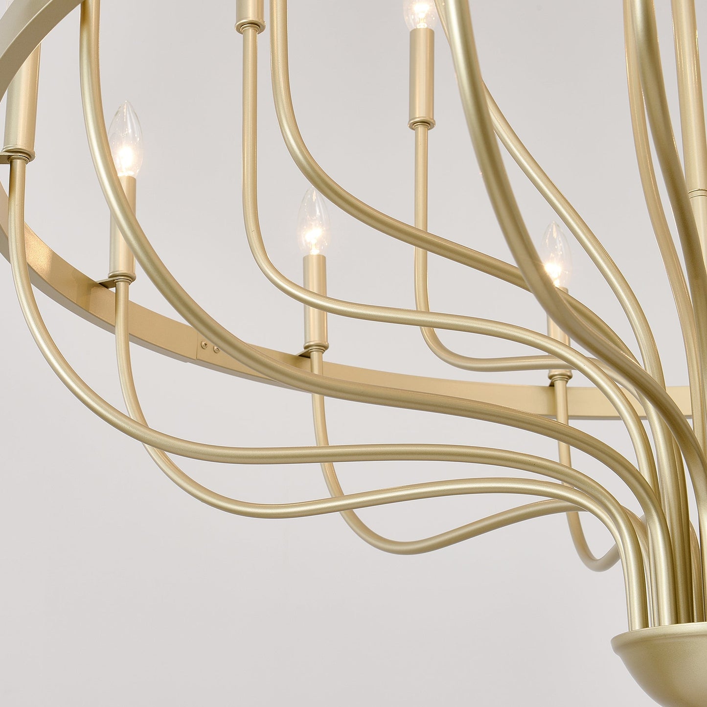 36-Light Gold Industrial Iron Candle Chandelier