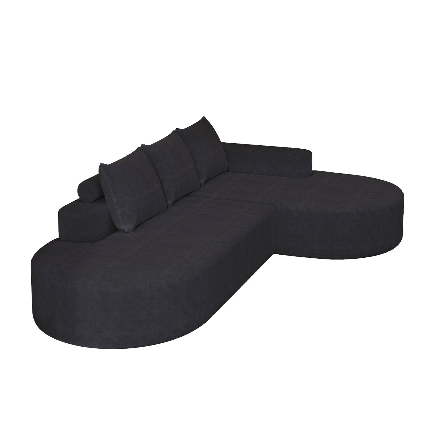 Modern Curved Sofa, L-Shaped Modular Sectional Set With 3 Pillows